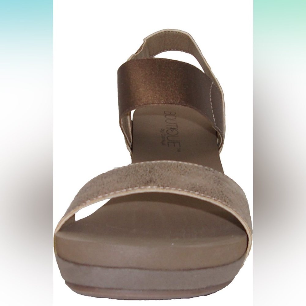 Corkys wedge 9M slingback open toe copper metallic